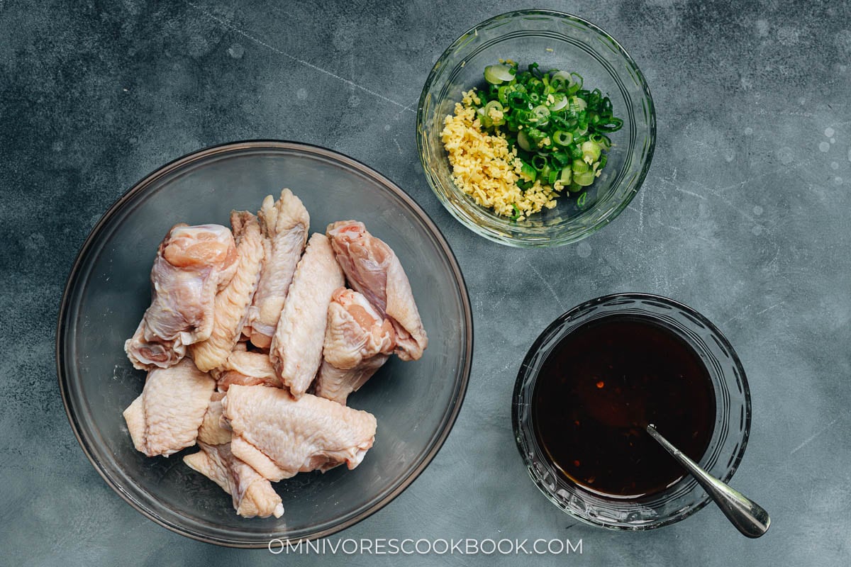 Ingredients for making air fryer wings