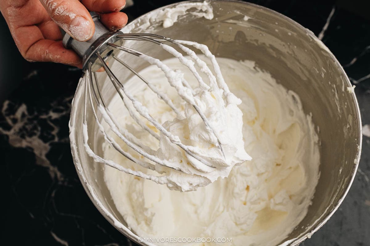 How does firm peaks of whipped cream look