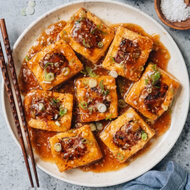 Chinese stuffed tofu with minced pork